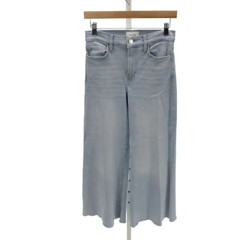 Frame Womens Cropped Wide Leg High Waist Jeans Light Blue Size 27